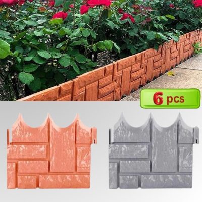 Recinzione per bordure da giardino effetto mattone - 6 pezzi, resistente ai raggi UV | TERRABARIC
