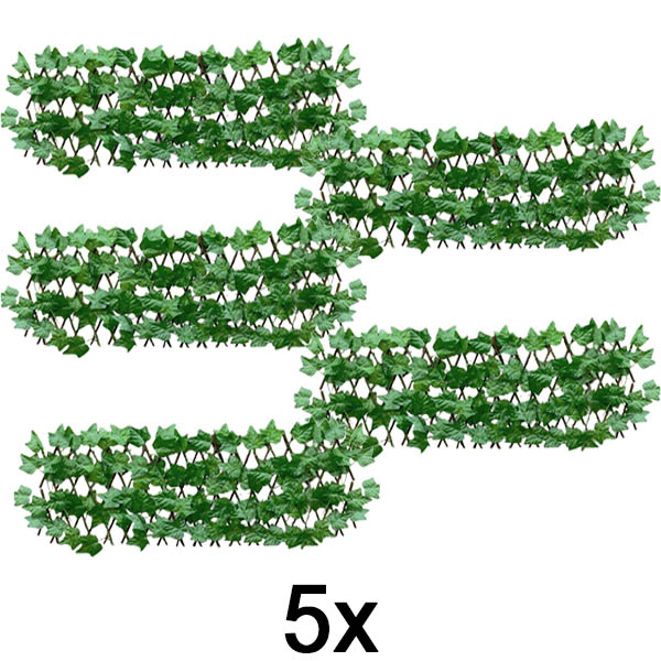5x Pannello recinzione espandibile con edera – 30×180 cm, resistente ai raggi UV, senza attrezzi | GREENFENCE