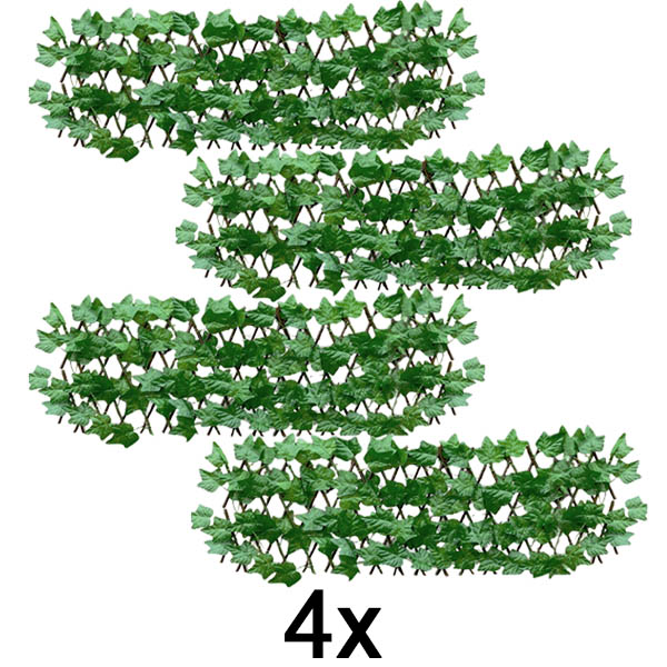 4x Pannello recinzione espandibile con edera – 30×180 cm, resistente ai raggi UV, senza attrezzi | GREENFENCE