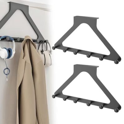 Ganci portaoggetti da appendere alla porta - confezione da 2, 6 ganci, senza foratura | TRIHANG