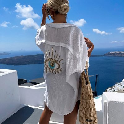 Camicia elegante con paillettes e perline | SHIMORA